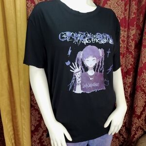 Anime crazy girl graphic plus size short sleeve T-shirt